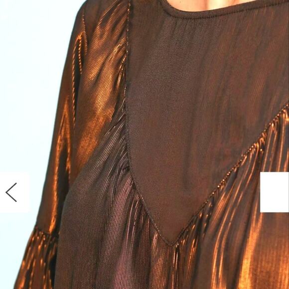 NWT Anthropologie Amadi Merry Metallic Lure Bronze Party Cocktail Blouse Size XS - Picture 2 of 15